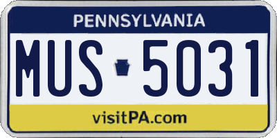 PA license plate MUS5031