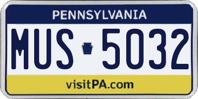 PA license plate MUS5032