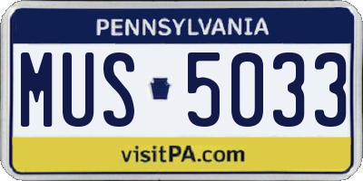 PA license plate MUS5033