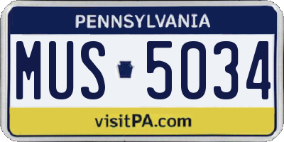 PA license plate MUS5034
