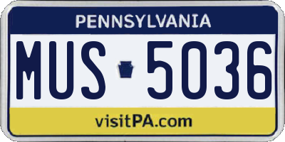 PA license plate MUS5036