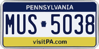 PA license plate MUS5038