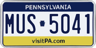 PA license plate MUS5041