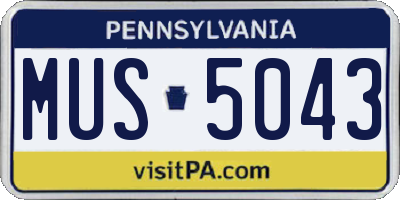 PA license plate MUS5043