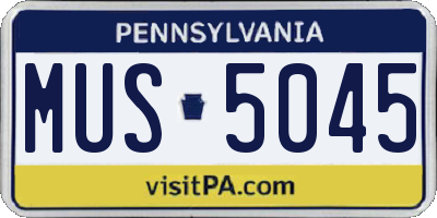 PA license plate MUS5045