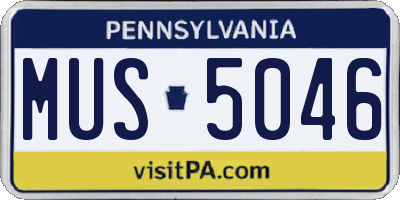 PA license plate MUS5046