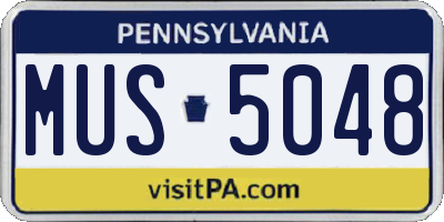 PA license plate MUS5048