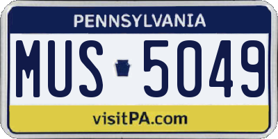 PA license plate MUS5049