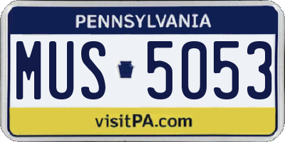 PA license plate MUS5053