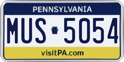 PA license plate MUS5054