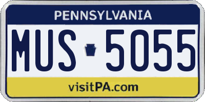 PA license plate MUS5055