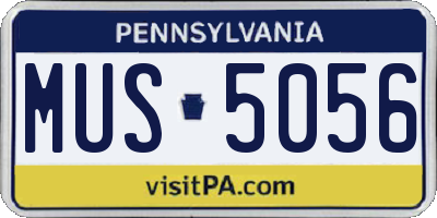 PA license plate MUS5056