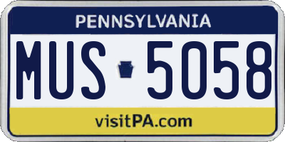 PA license plate MUS5058