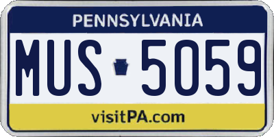PA license plate MUS5059