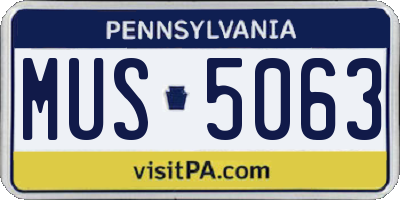 PA license plate MUS5063
