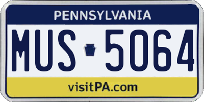 PA license plate MUS5064