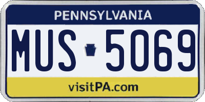 PA license plate MUS5069