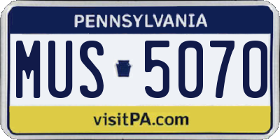 PA license plate MUS5070