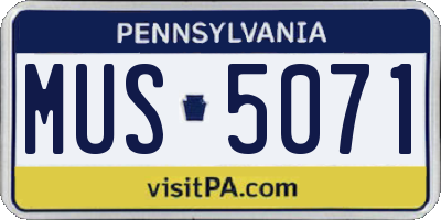 PA license plate MUS5071