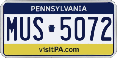 PA license plate MUS5072