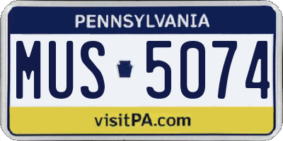 PA license plate MUS5074