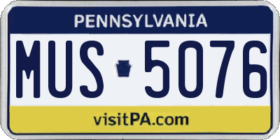PA license plate MUS5076