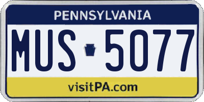 PA license plate MUS5077