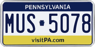 PA license plate MUS5078
