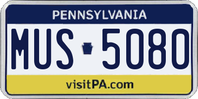 PA license plate MUS5080