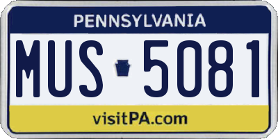 PA license plate MUS5081
