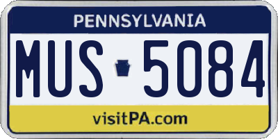PA license plate MUS5084