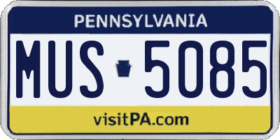 PA license plate MUS5085