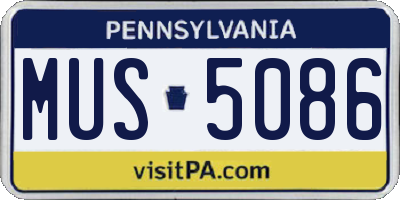 PA license plate MUS5086