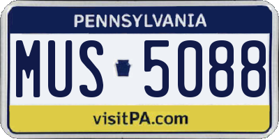 PA license plate MUS5088