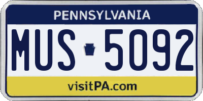 PA license plate MUS5092