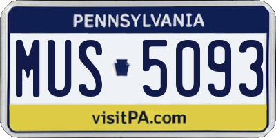 PA license plate MUS5093