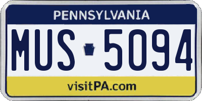 PA license plate MUS5094