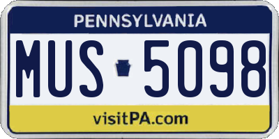PA license plate MUS5098