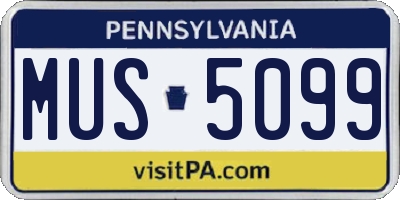PA license plate MUS5099