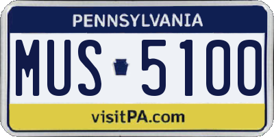 PA license plate MUS5100