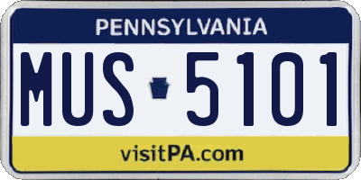 PA license plate MUS5101