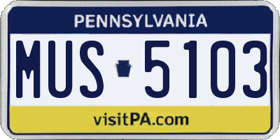 PA license plate MUS5103