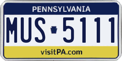 PA license plate MUS5111