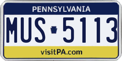 PA license plate MUS5113