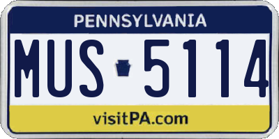 PA license plate MUS5114
