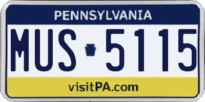 PA license plate MUS5115