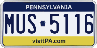 PA license plate MUS5116