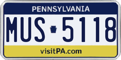 PA license plate MUS5118