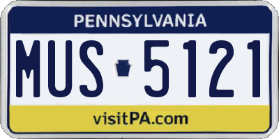 PA license plate MUS5121
