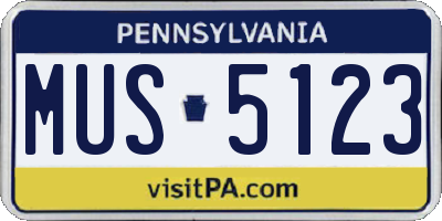 PA license plate MUS5123